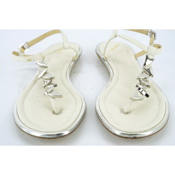 B. Brian Atwood Leather Crickett Silver Arrowhead T Strappy Sandal Size 6.5 Flat - Picture 5 of 10